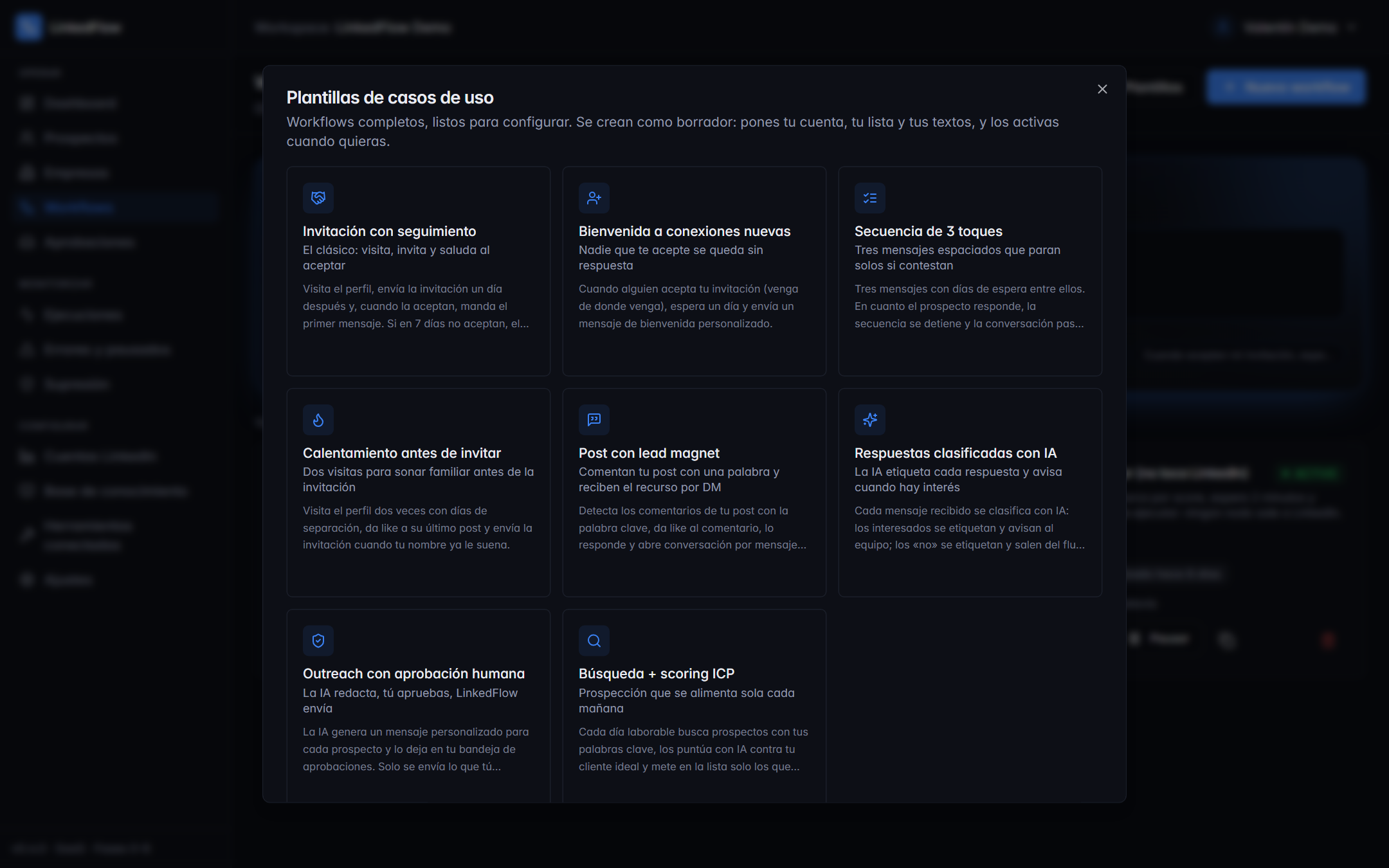 Diálogo de plantillas de workflow